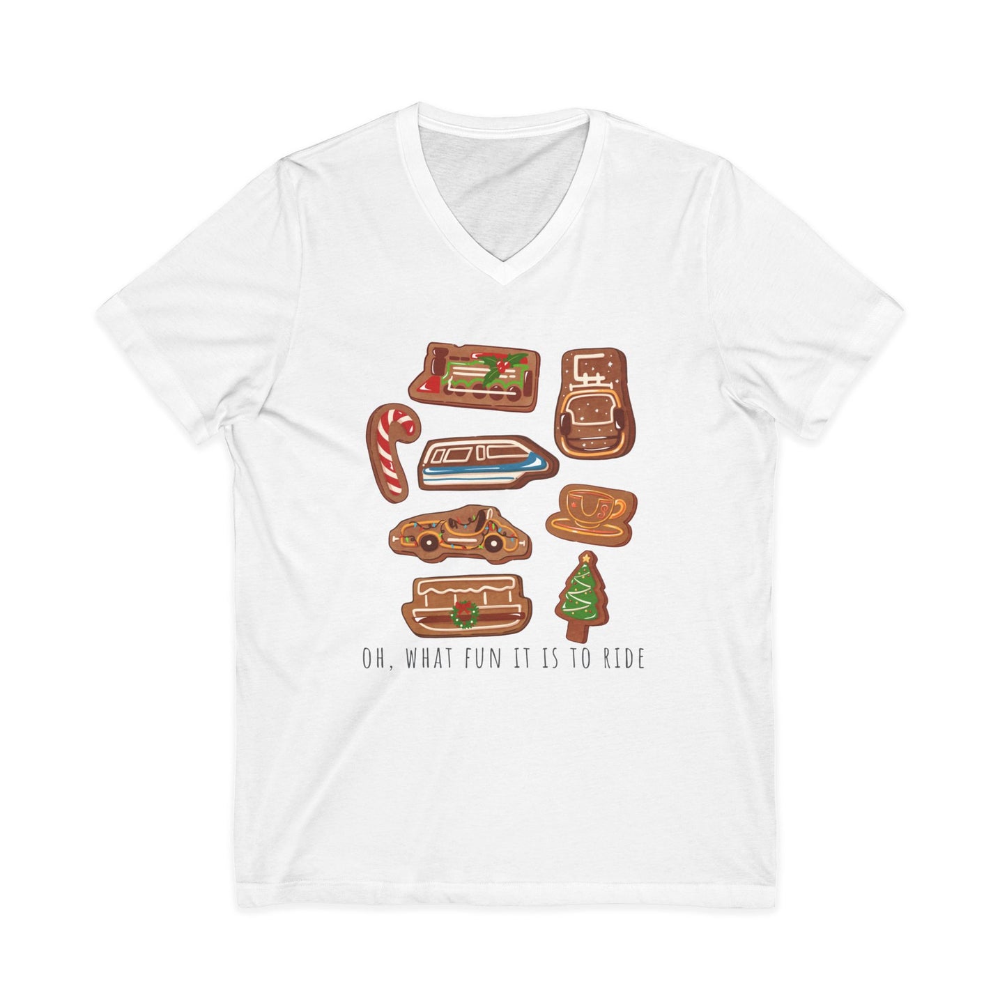 Oh What Fun it is to Ride Unisex Short Sleeve V-Neck Tee