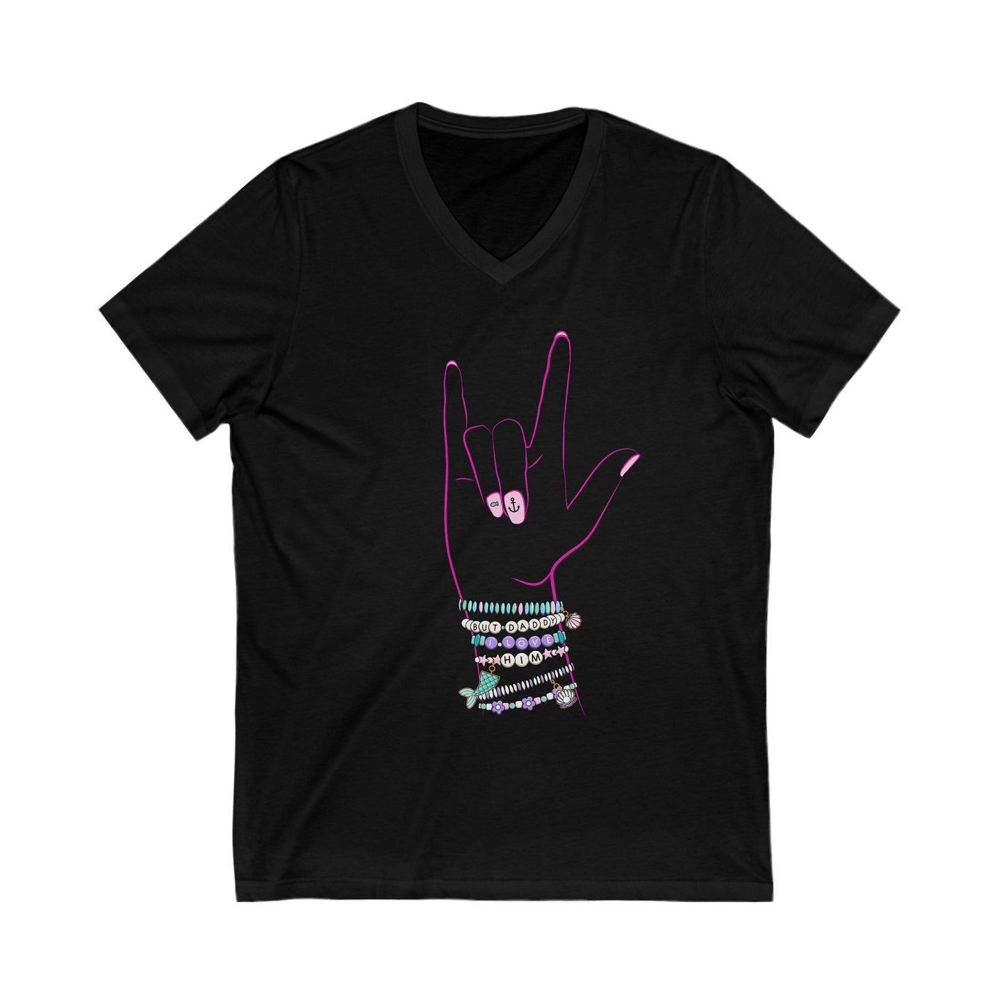 "But Daddy I Love Him!" - Friendship Bracelets - Short Sleeve V-Neck Tee