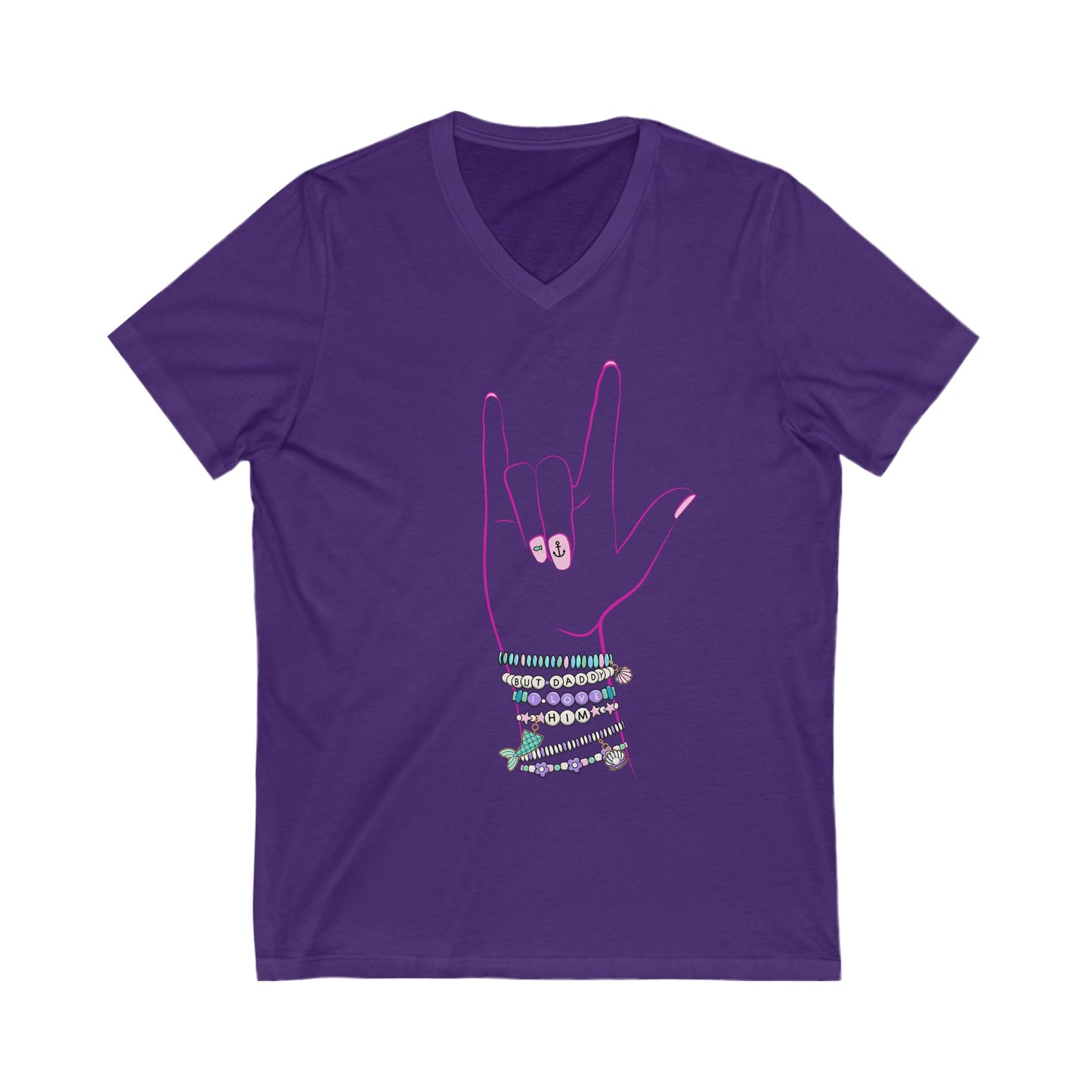 "But Daddy I Love Him!" - Friendship Bracelets - Short Sleeve V-Neck Tee