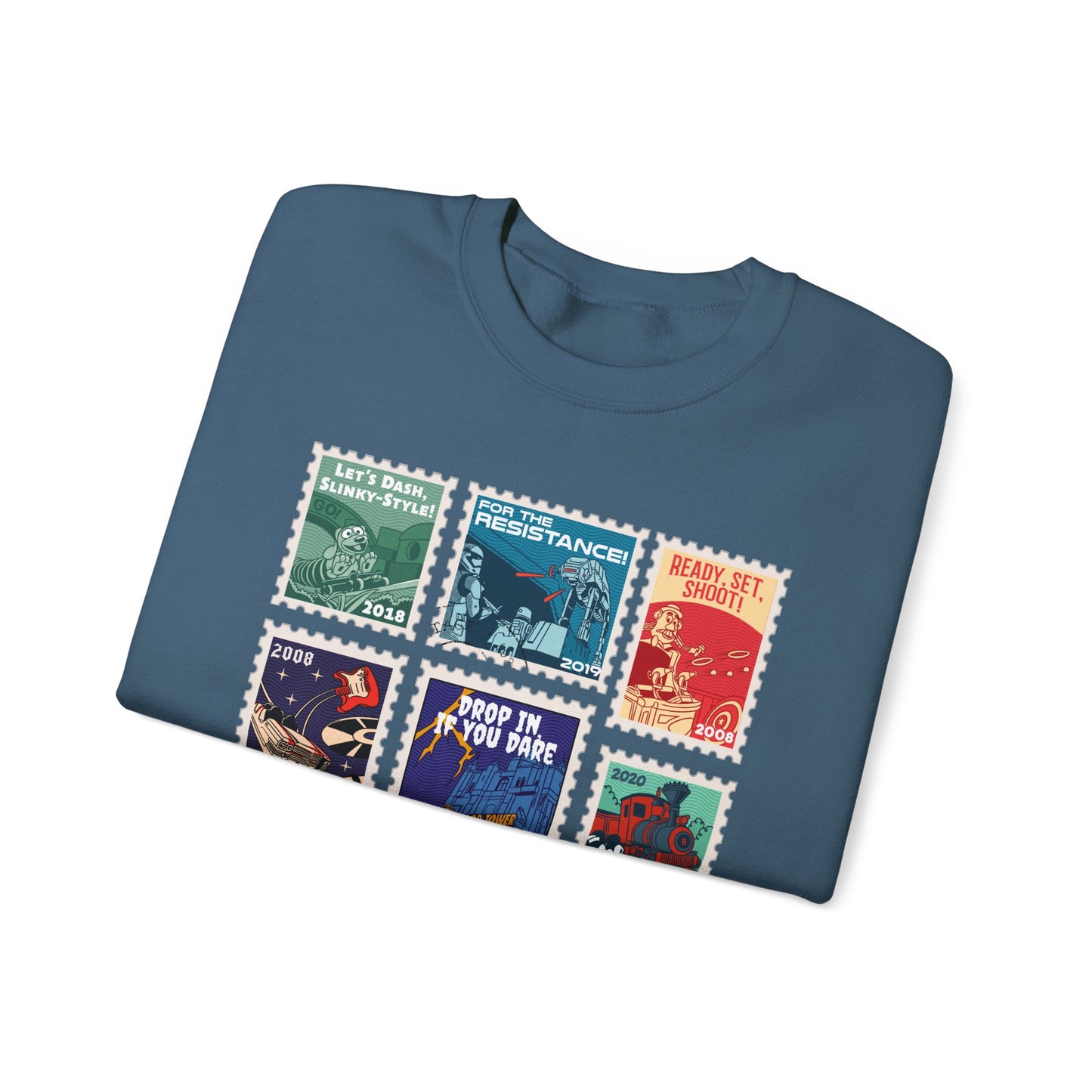 Hollywood Studios Vintage Stamps - Adult Crewneck Sweatshirt