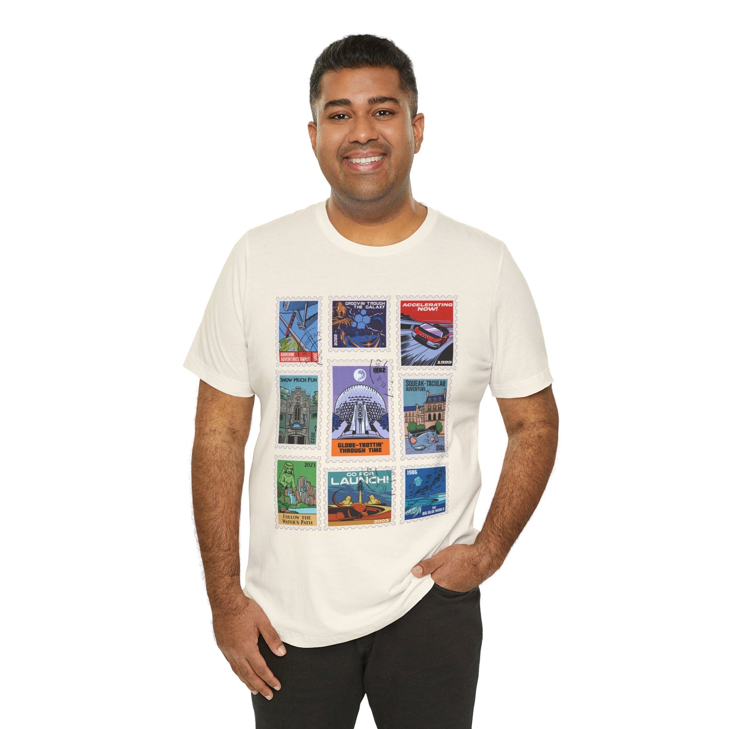 EPCOT Vintage Stamps - Adult Tee Shirt