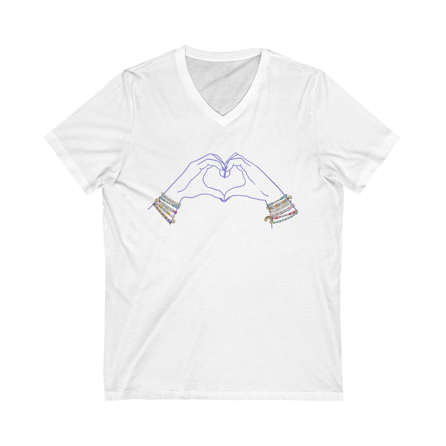 Heart Hands Friendship Bracelets - Short Sleeve V-Neck Tee