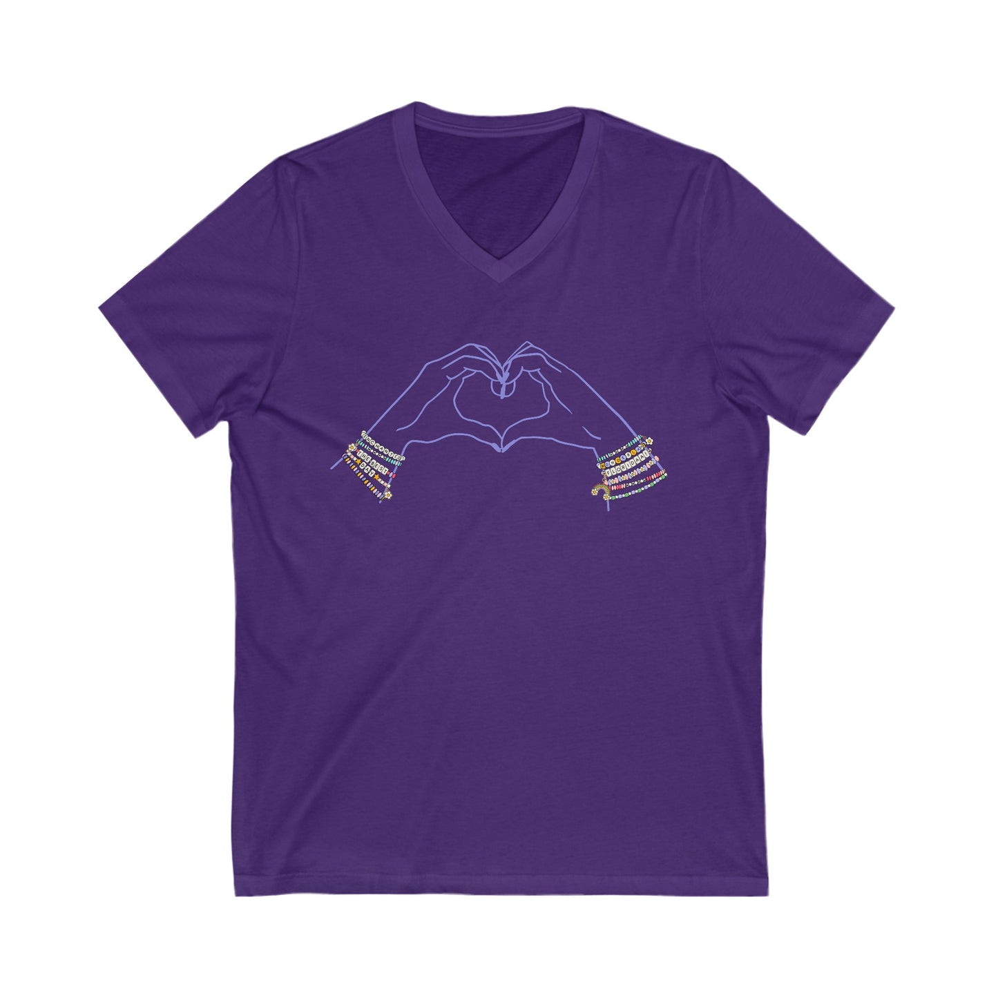 Heart Hands Friendship Bracelets - Short Sleeve V-Neck Tee