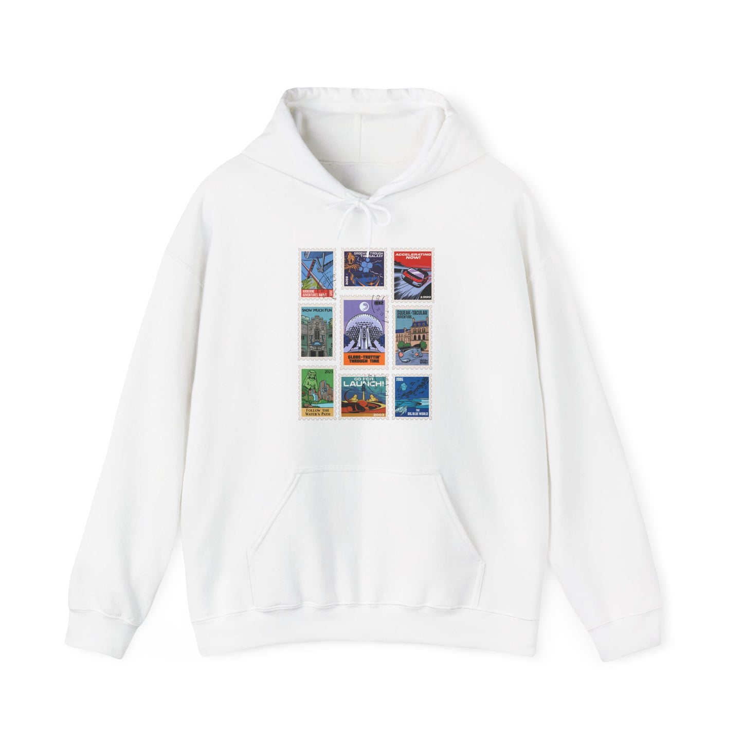 EPCOT Vintage Stamps - Adult Hoodie Sweatshirt