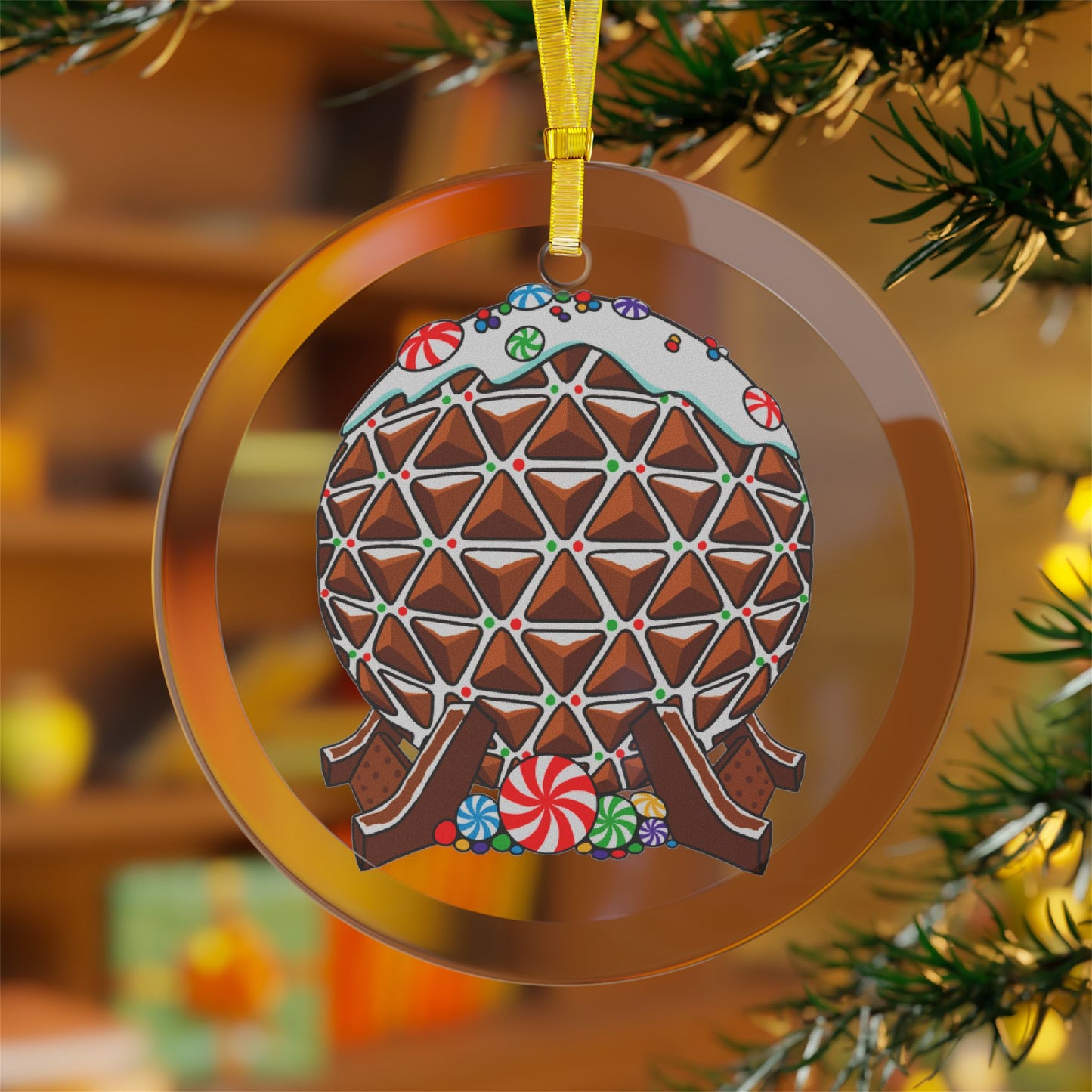 Spaceship Earth - Gingerbread Park Icon, EPCOT - Glass Ornaments