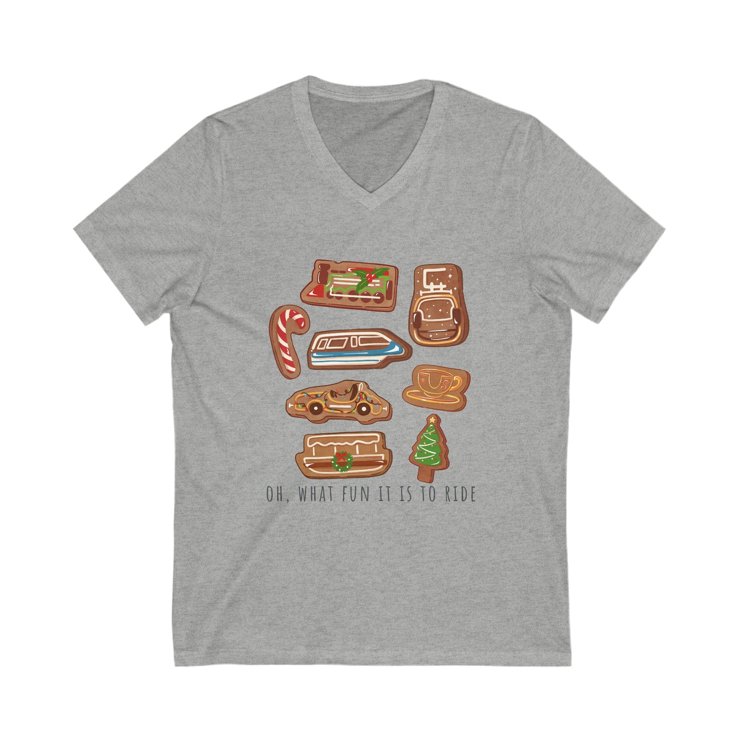 Oh What Fun it is to Ride Unisex Short Sleeve V-Neck Tee