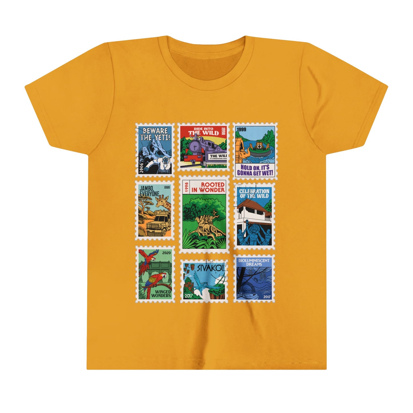 Animal Kingdom Vintage Stamps - Youth Short Sleeve Tee Shirt