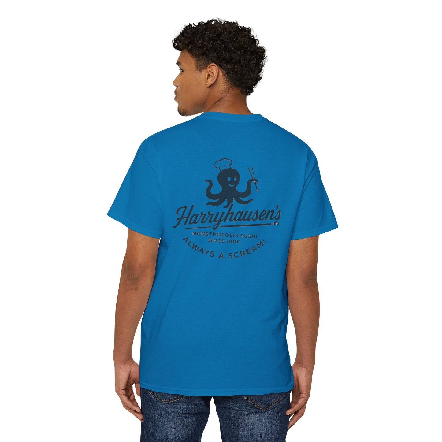 Harryhausen's - Front & Back w/ Pocket - Unisex Heavy Cotton Pocket Tee