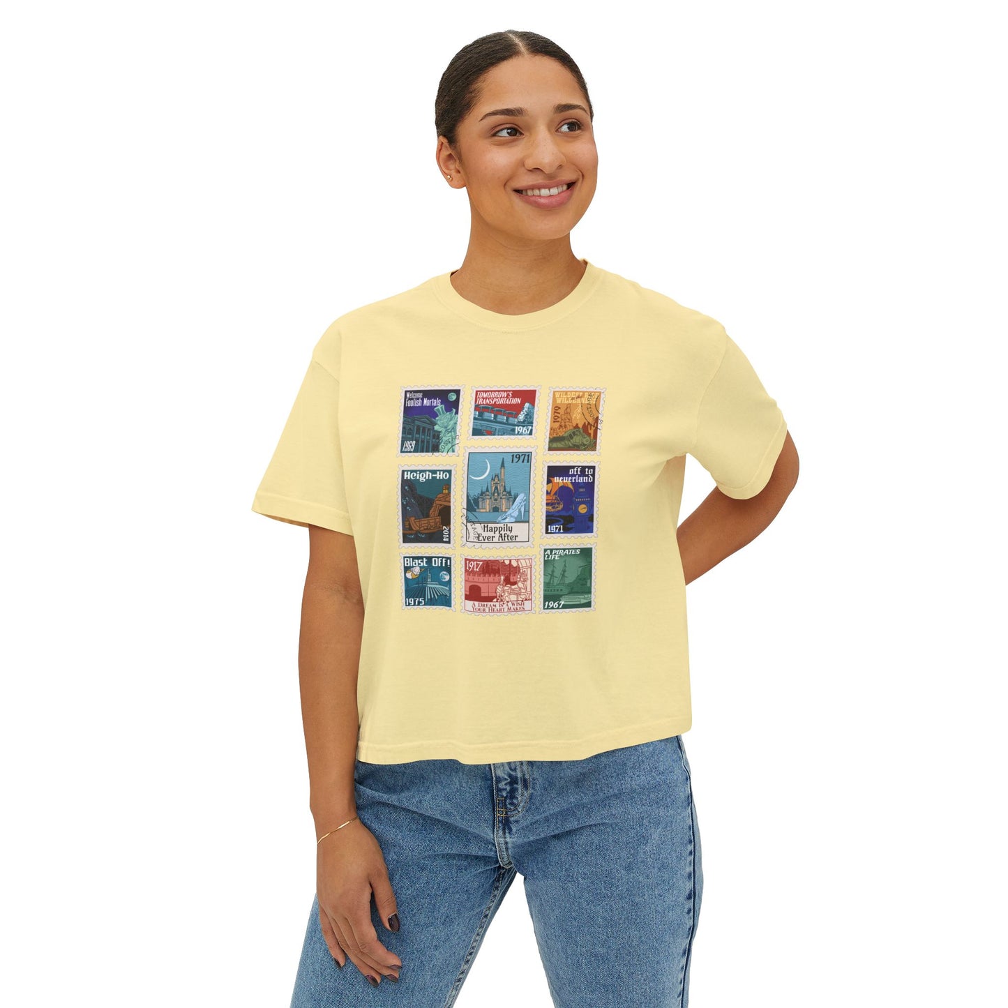 Magic Kingdom Vintage Stamps - Women's Boxy Tee