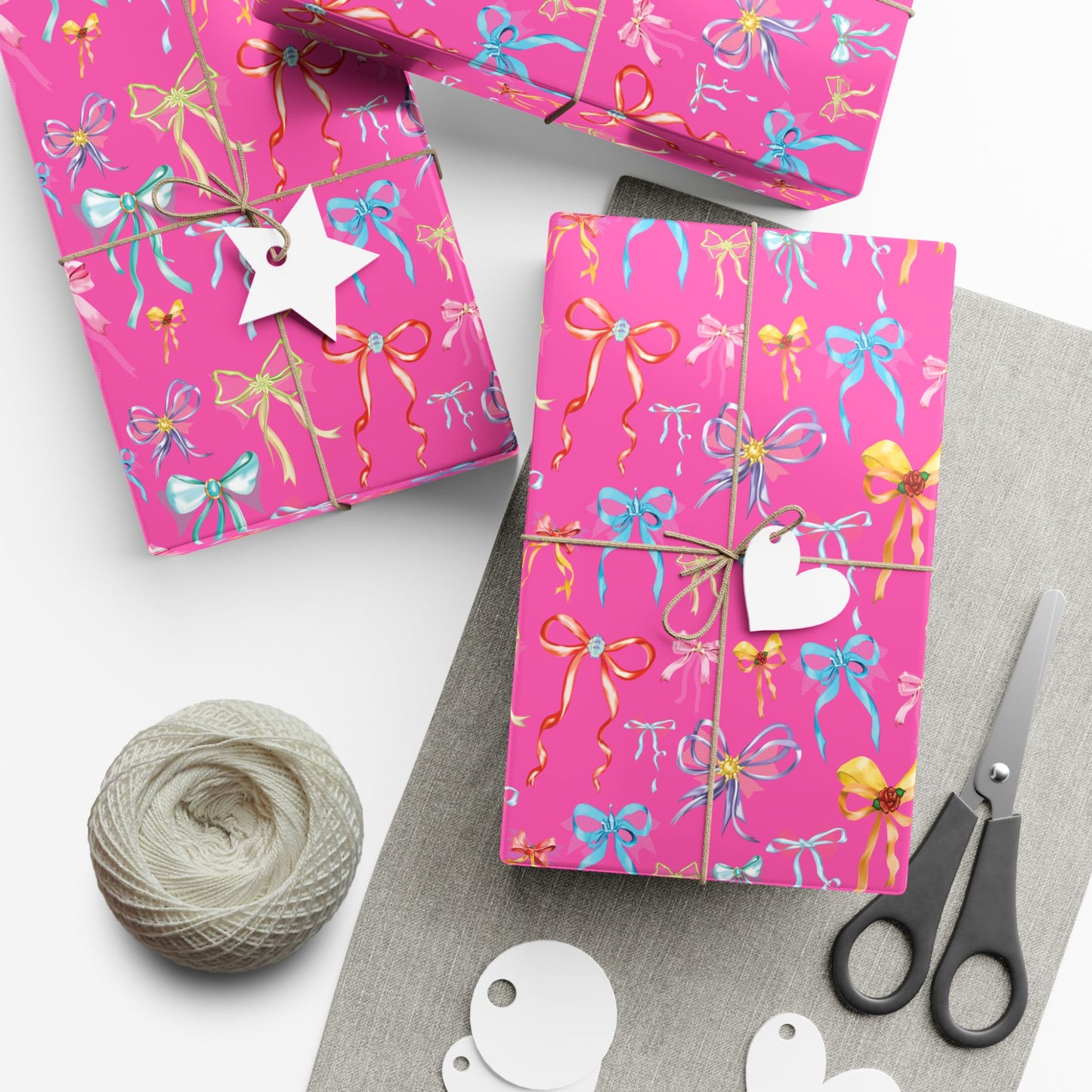 Bibbidi Bobbidi Bow, Princess Bows, Pink Background - Gift Wrap Papers