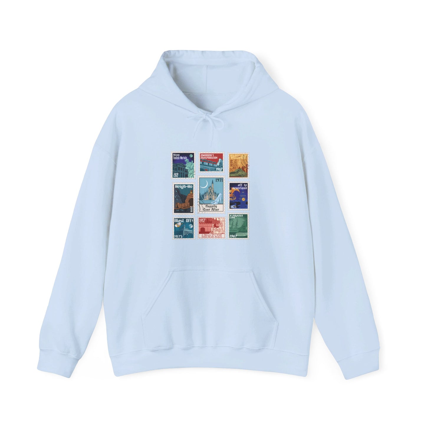 Magic Kingdom Vintage Stamps - Adult Hoodie Sweatshirt