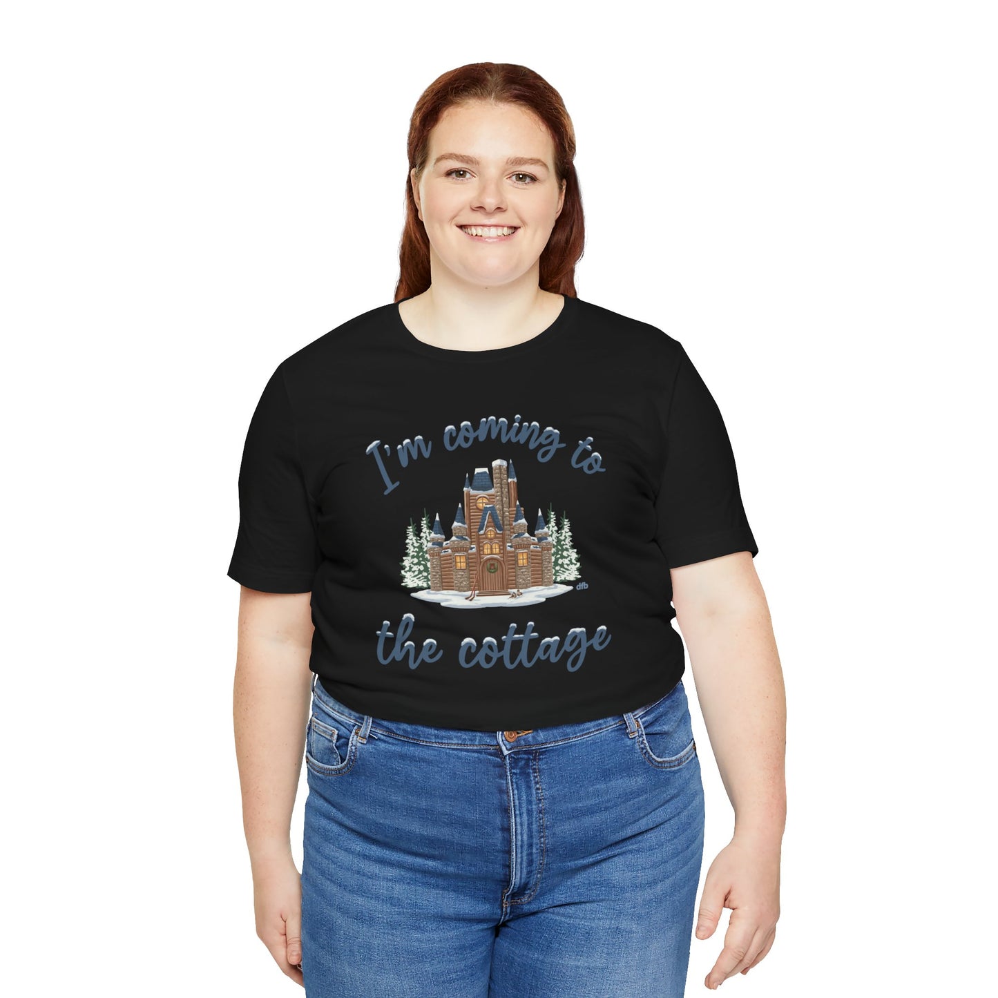Snowy Cabin Castle, I'm Coming to the Cottage - Adult Tee Shirt