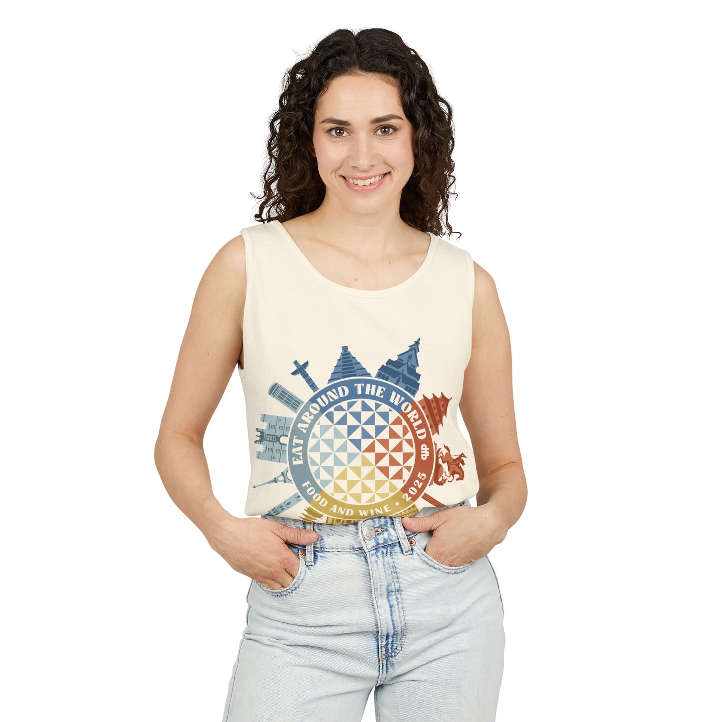 Food & Wine Compass - Unisex Garment-Dyed Tank Top