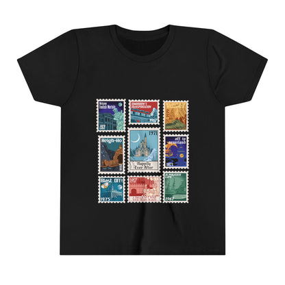 Magic Kingdom Vintage Stamps - Youth Short Sleeve Tee Shirt