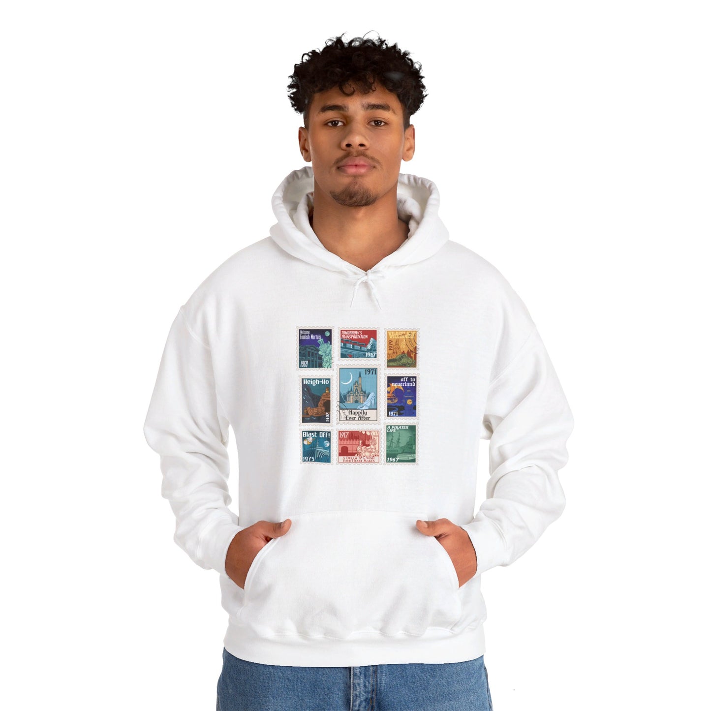 Magic Kingdom Vintage Stamps - Adult Hoodie Sweatshirt