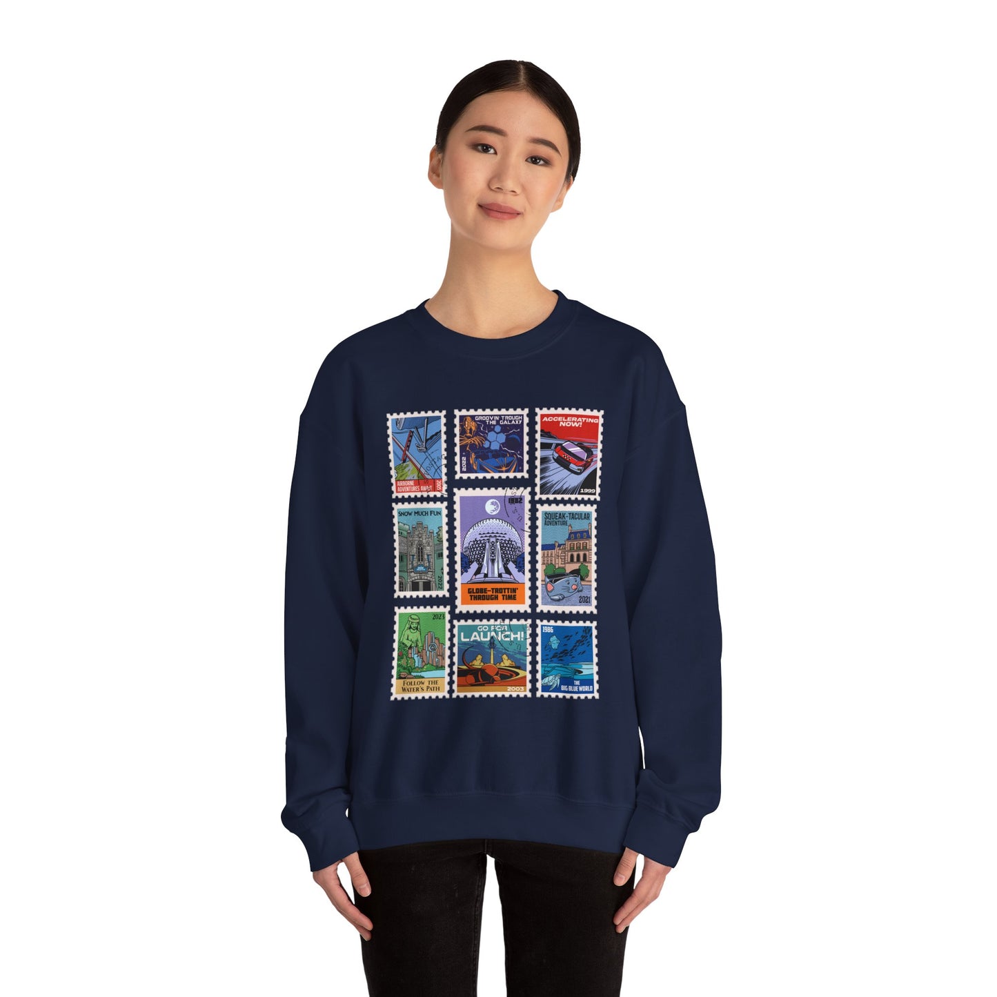 EPCOT Vintage Stamps - Adult Crewneck Sweatshirt