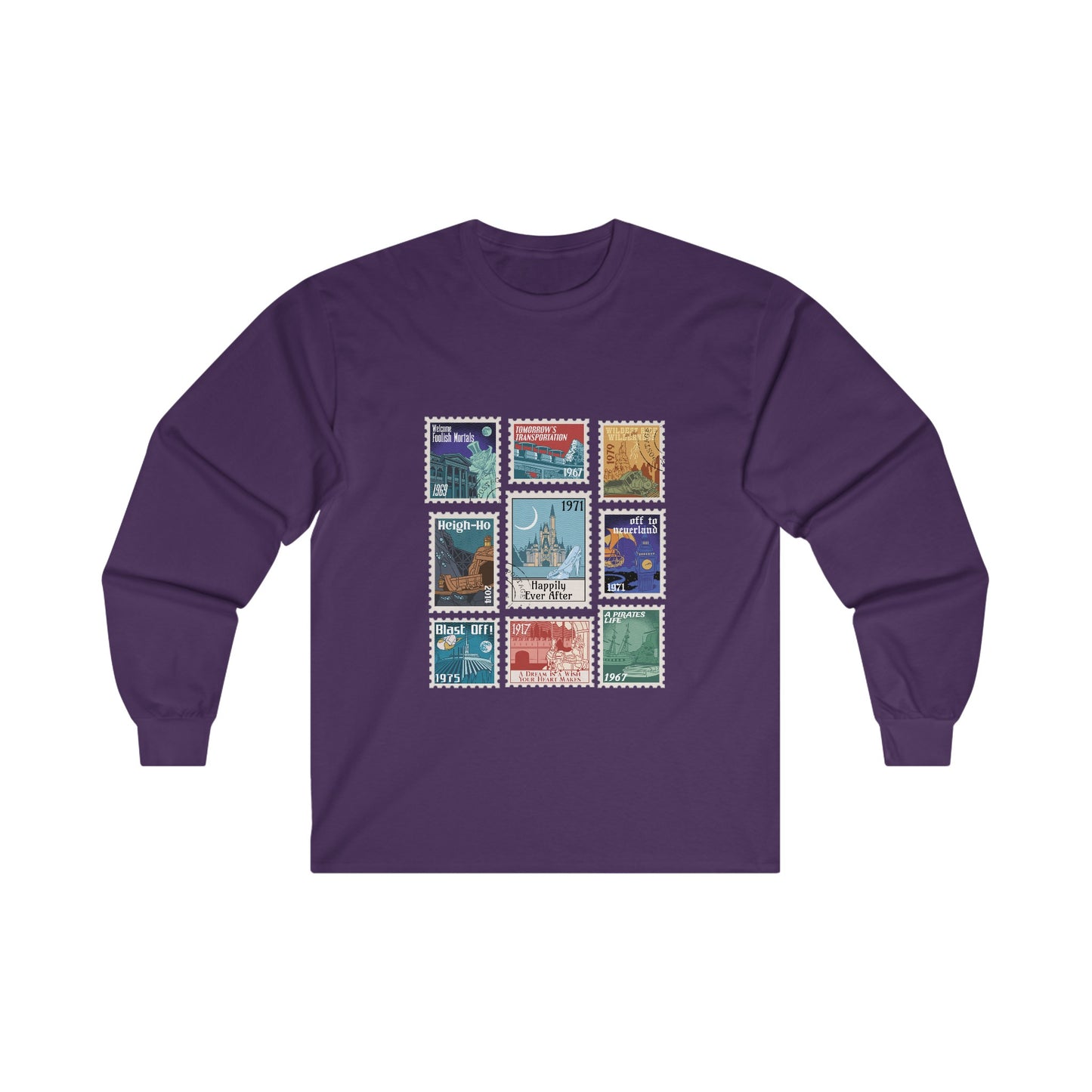 Magic Kingdom Vintage Stamps - Long Sleeve Tee