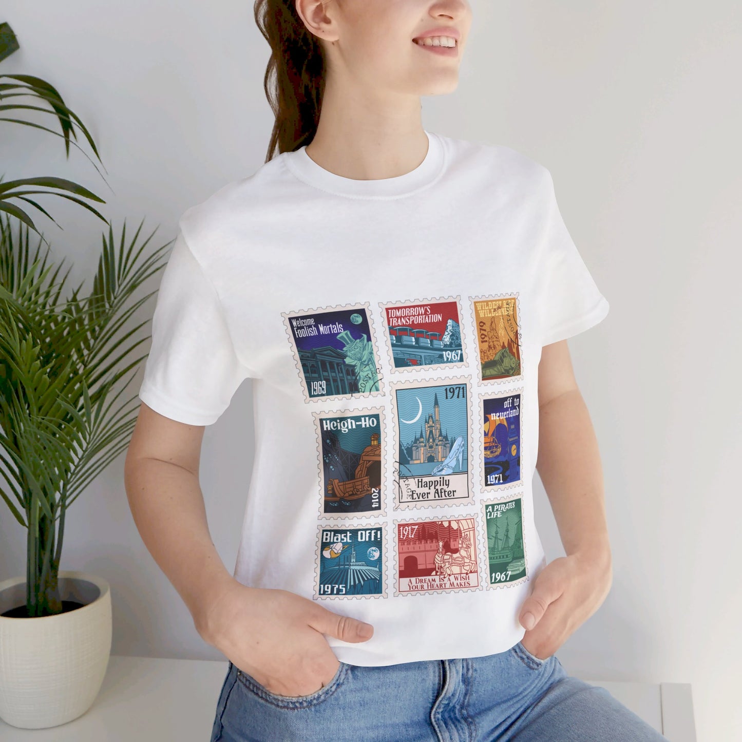 Magic Kingdom Vintage Stamps - Adult Tee Shirt