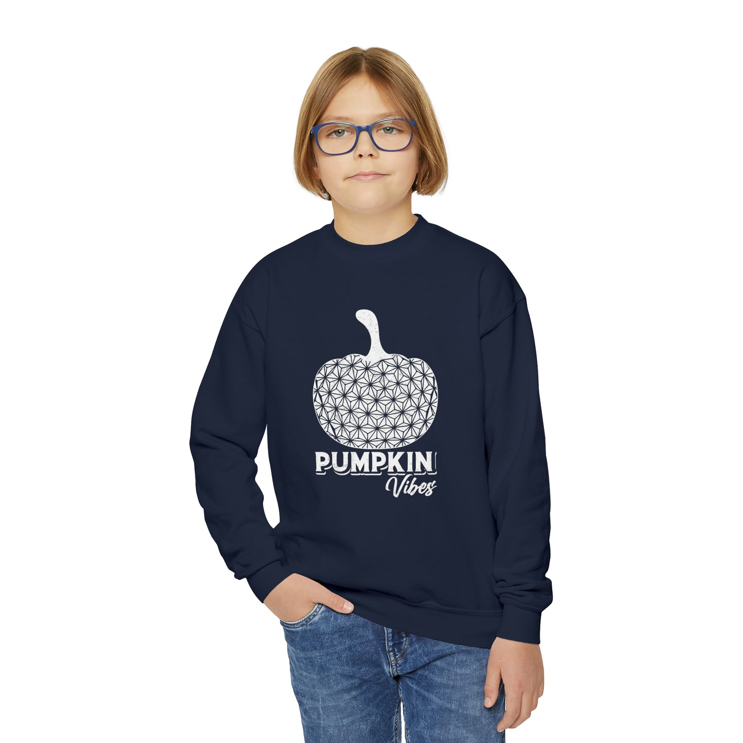 Pumpkin Vibes EPCOT Spaceship Earth Youth Crewneck Sweatshirt