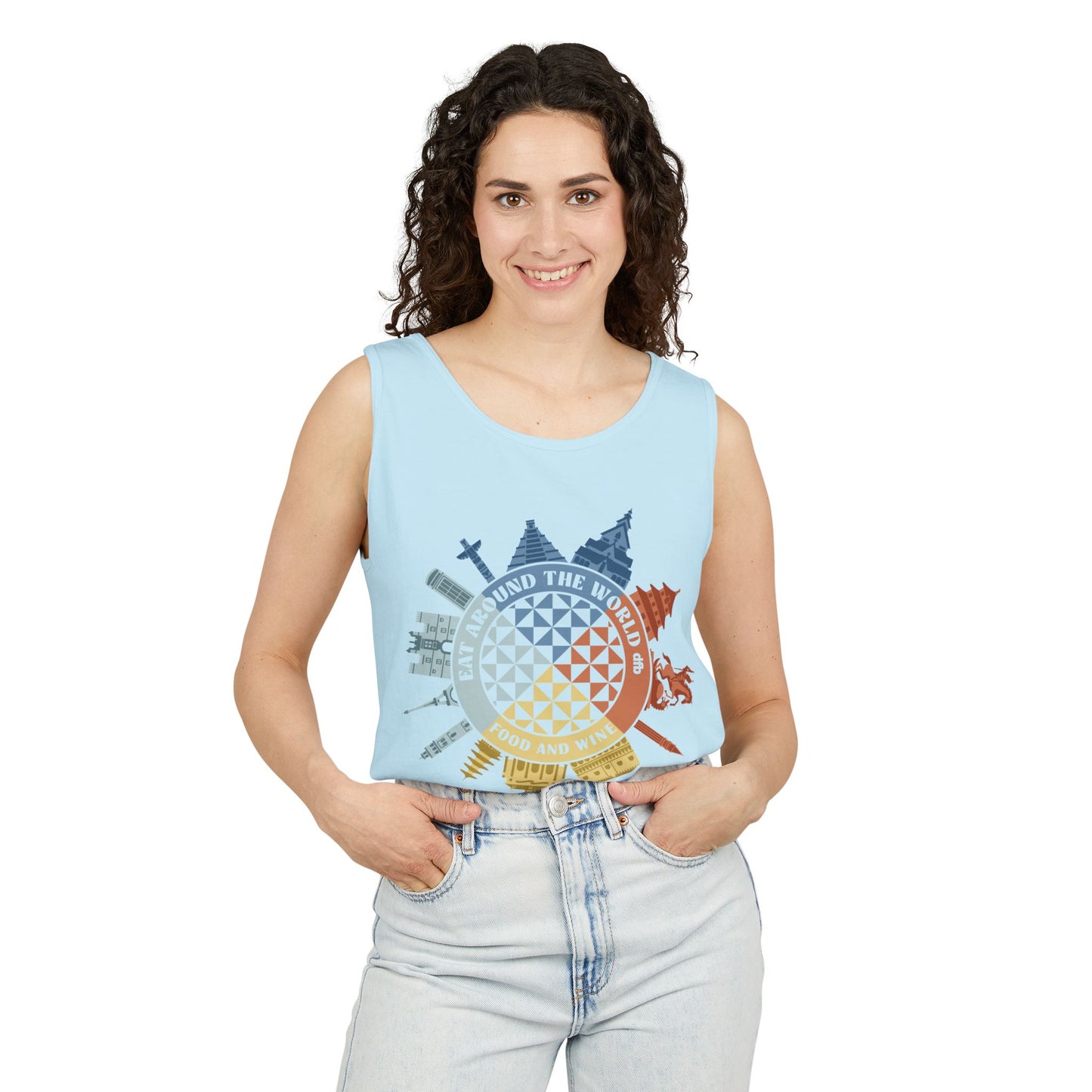 Food & Wine Compass - Unisex Garment-Dyed Tank Top