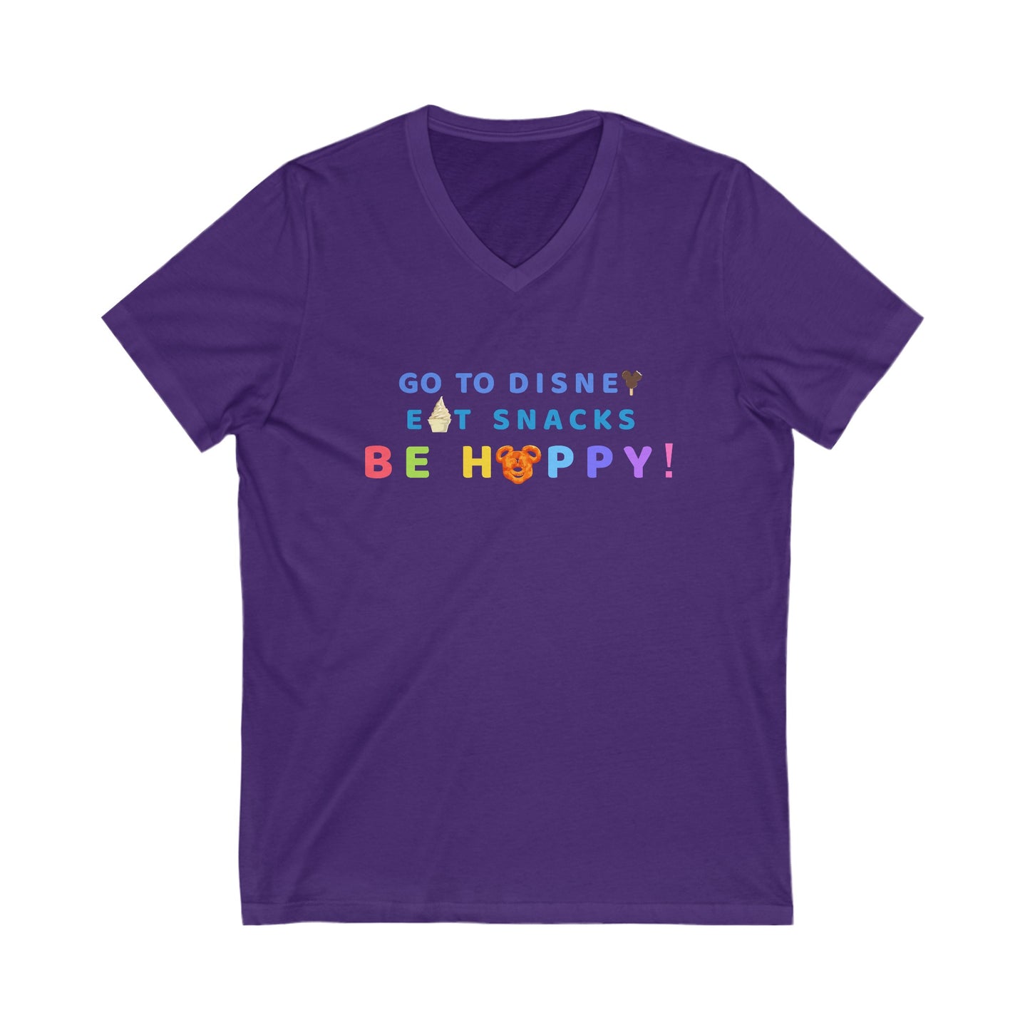 Go To Disney, Eat Snacks, Be Happy - Short Sleeve V-Neck Tee