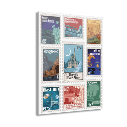 Magic Kingdom Vintage Stamps - Acrylic Prints (French Cleat Hanging)