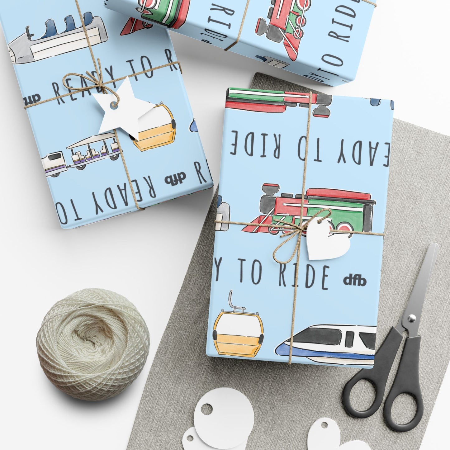 Ready to Ride, Light Blue Background - Gift Wrap Papers