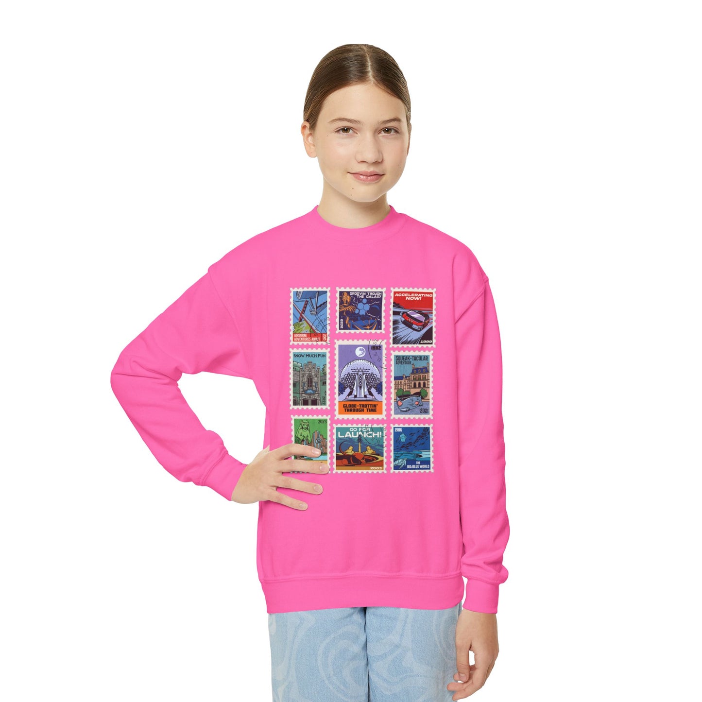 EPCOT Vintage Stamps - Youth Crewneck Sweatshirt