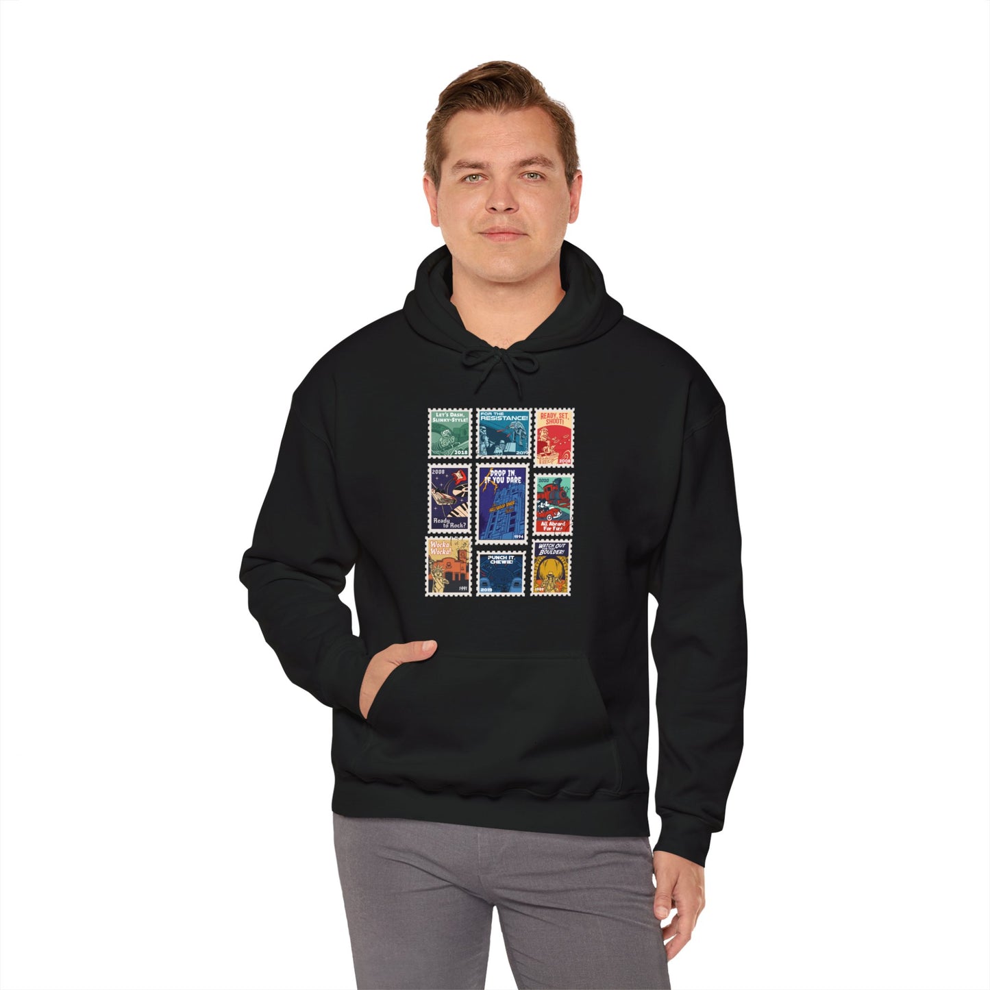 Hollywood Studios Vintage Stamps - Adult Hoodie Sweatshirt