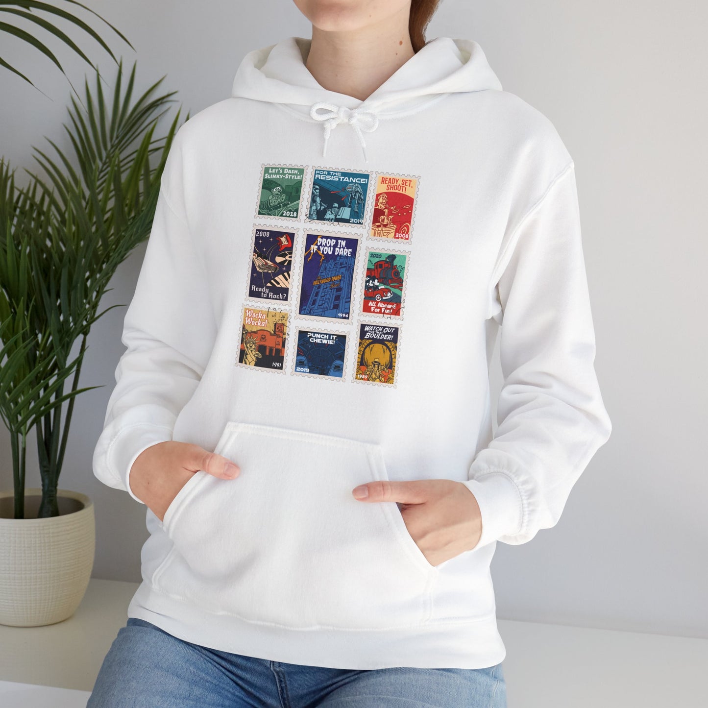 Hollywood Studios Vintage Stamps - Adult Hoodie Sweatshirt