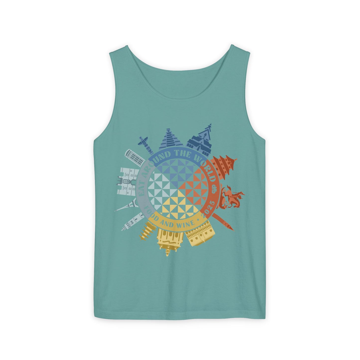 Food & Wine Compass - Unisex Garment-Dyed Tank Top