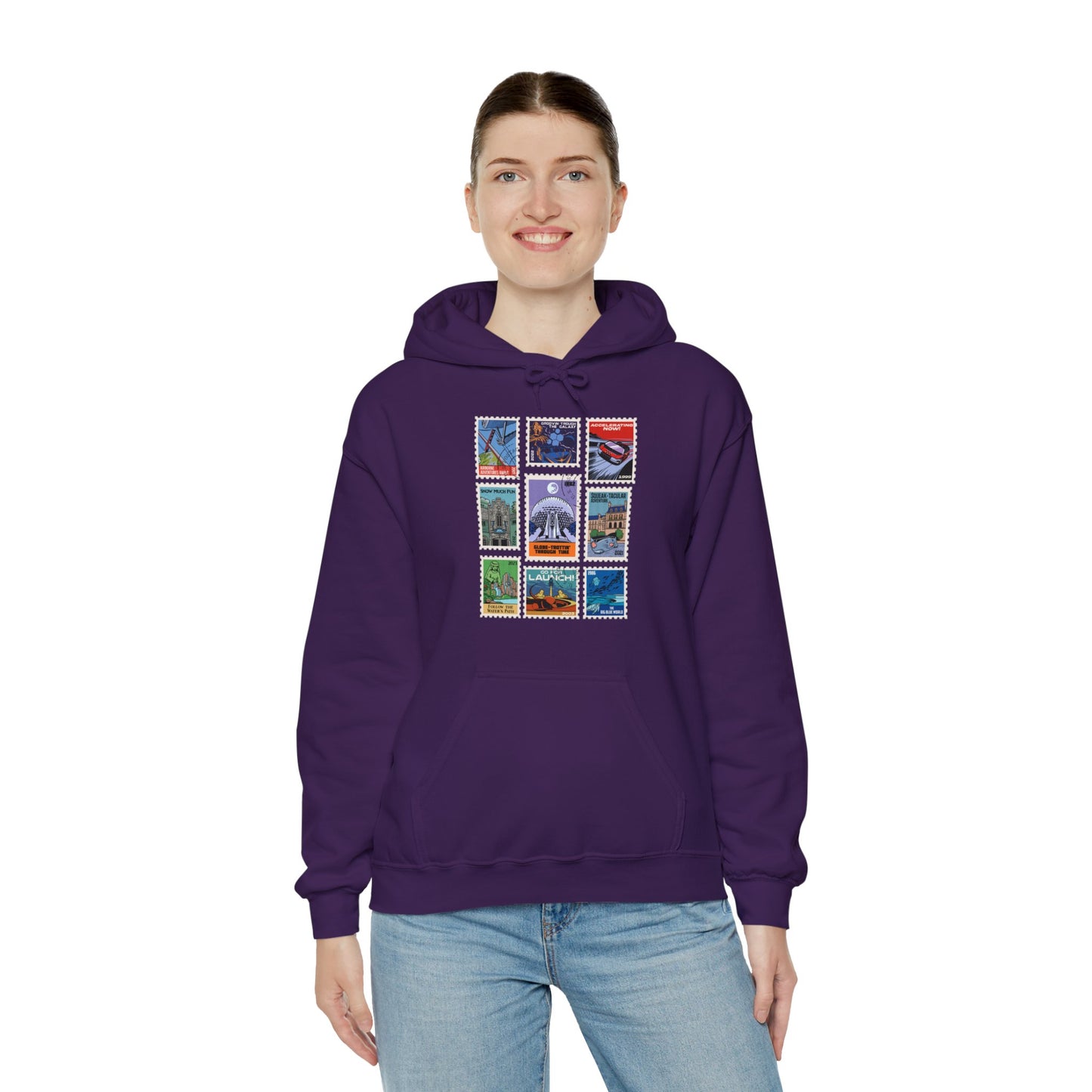 EPCOT Vintage Stamps - Adult Hoodie Sweatshirt