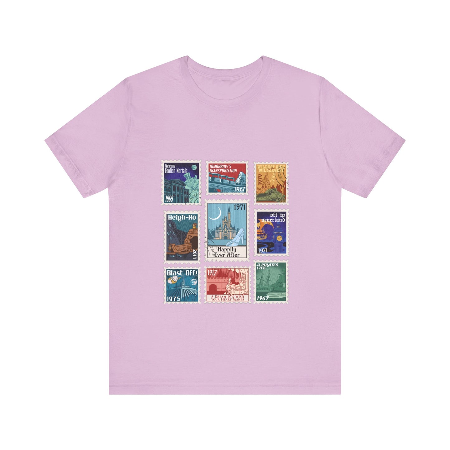 Magic Kingdom Vintage Stamps - Adult Tee Shirt