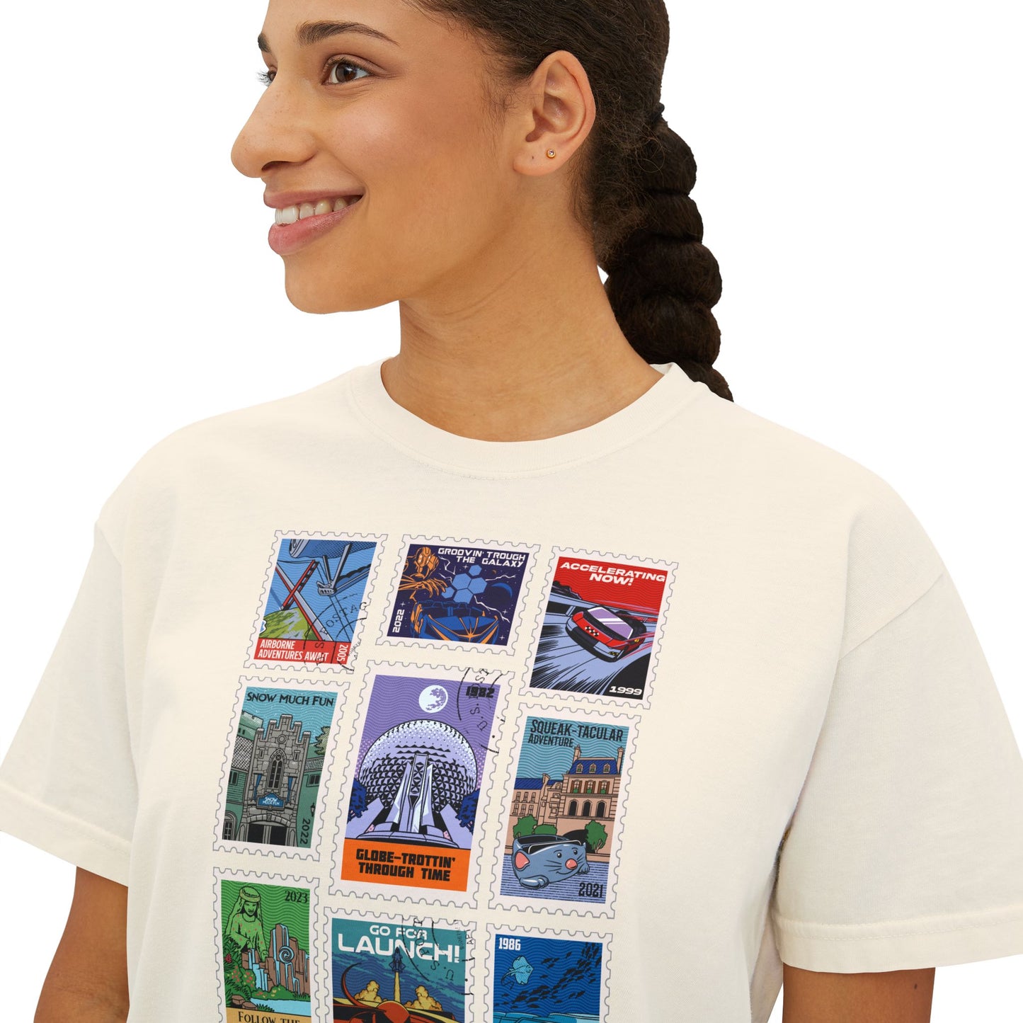 EPCOT Vintage Stamps - Women's Boxy Tee