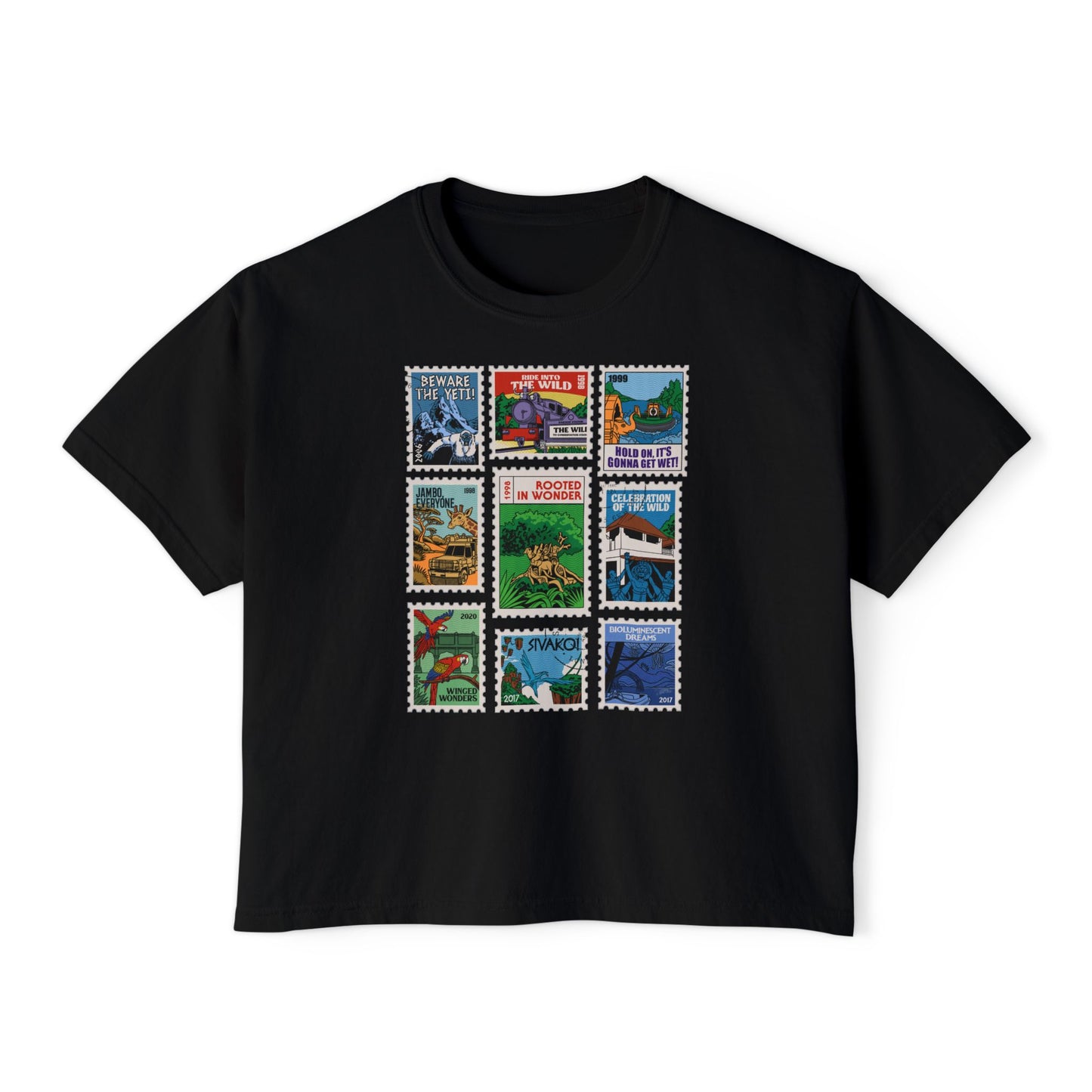 Animal Kingdom Vintage Stamps - Women's Boxy Tee