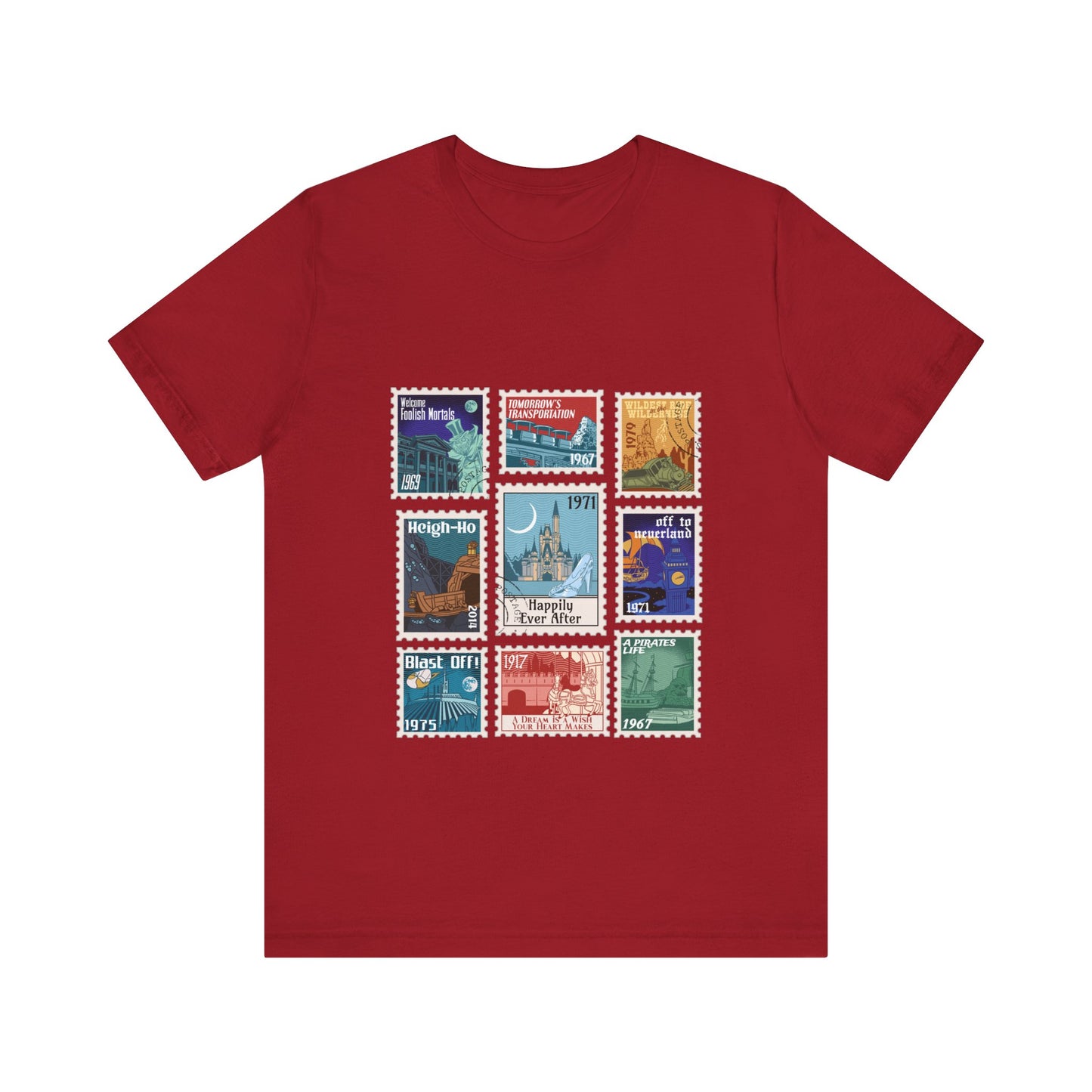 Magic Kingdom Vintage Stamps - Adult Tee Shirt