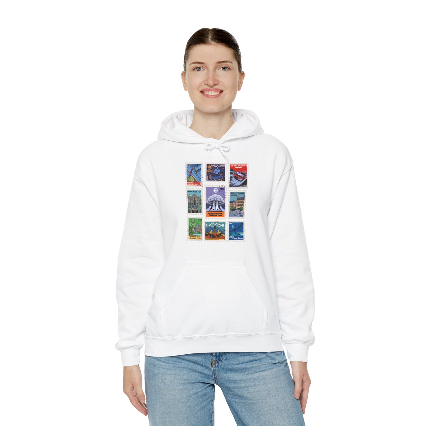 EPCOT Vintage Stamps - Adult Hoodie Sweatshirt