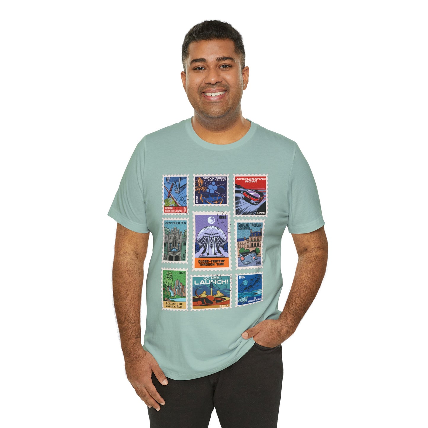 EPCOT Vintage Stamps - Adult Tee Shirt