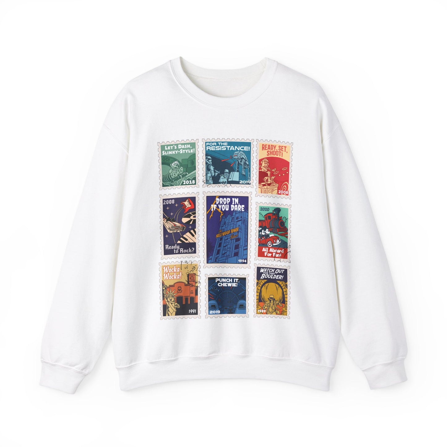 Hollywood Studios Vintage Stamps - Adult Crewneck Sweatshirt