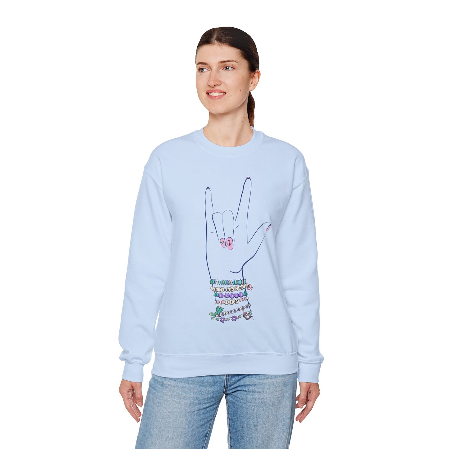 "But Daddy I Love Him!" - Friendship Bracelets - Adult Crewneck Sweatshirt