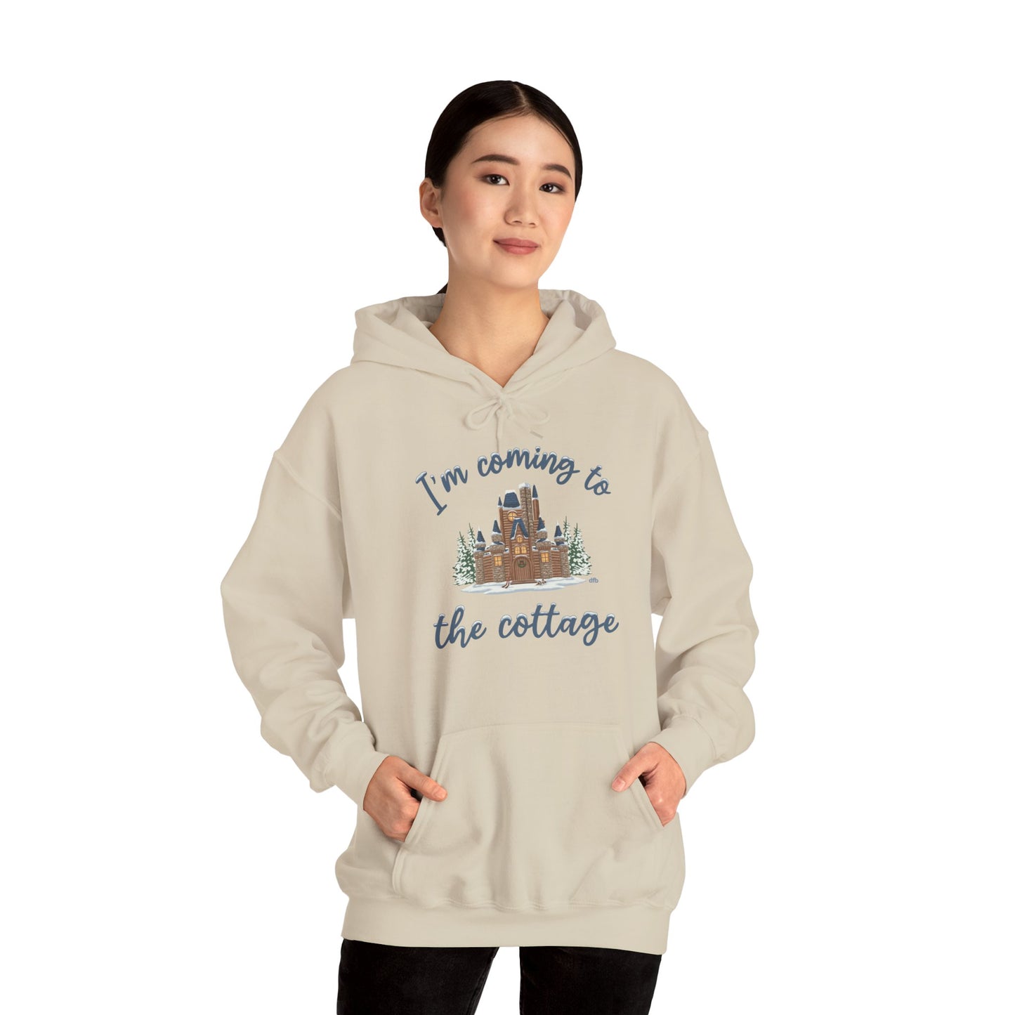 Snowy Cabin Castle, I'm Coming to the Cottage -  Adult Hoodie Sweatshirt