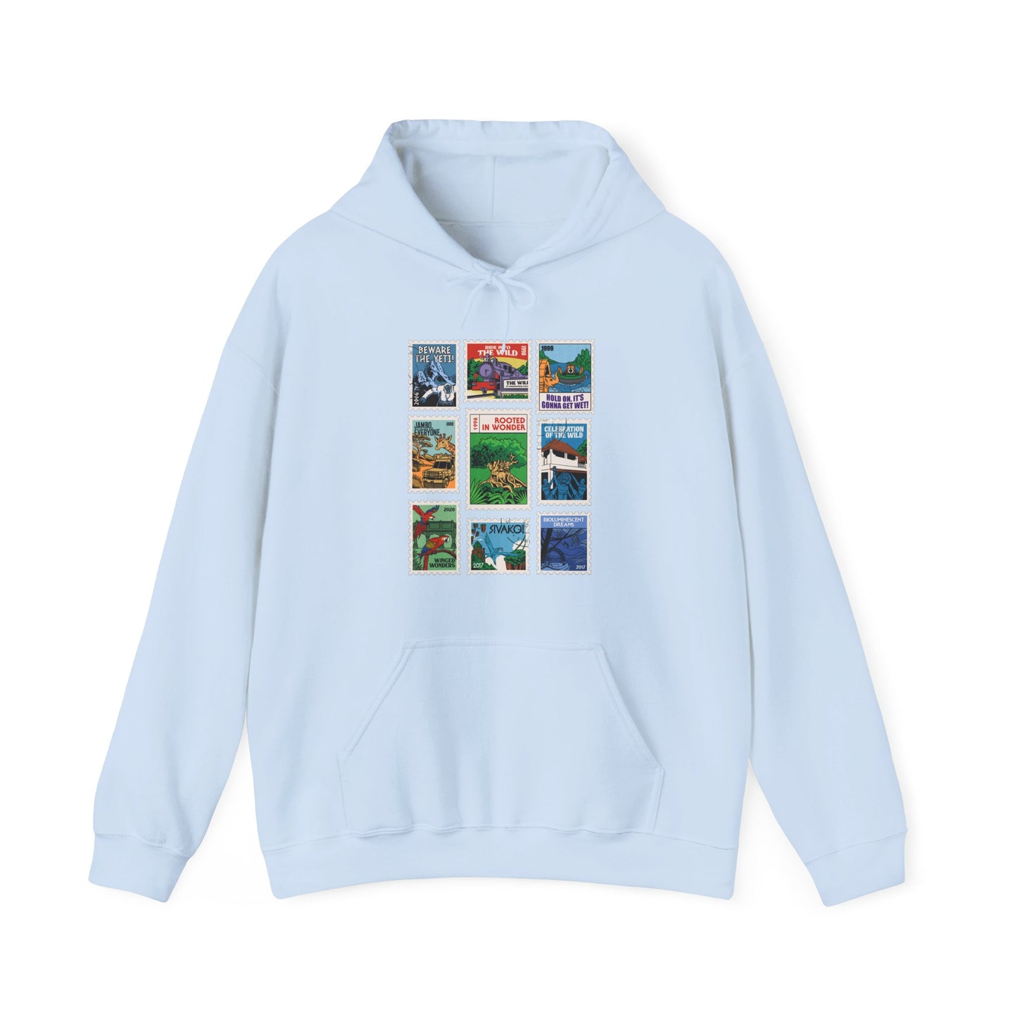 Animal Kingdom Vintage Stamps - Adult Hoodie Sweatshirt