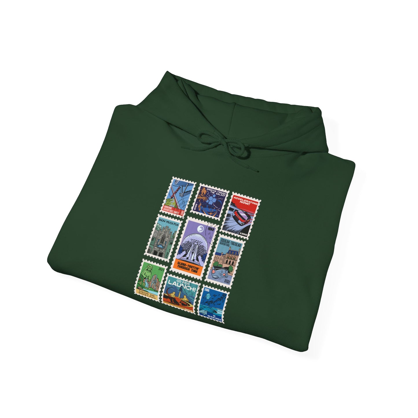 EPCOT Vintage Stamps - Adult Hoodie Sweatshirt