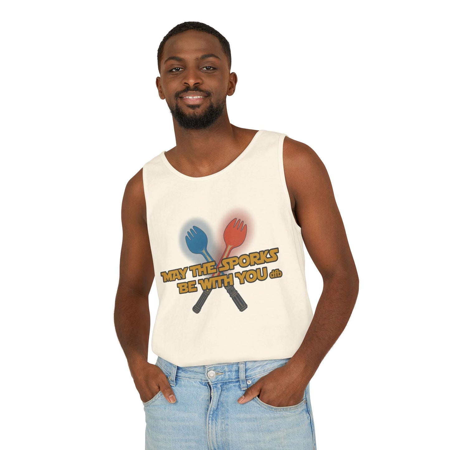 May the Sporks Be With You - Unisex Garment-Dyed Tank Top