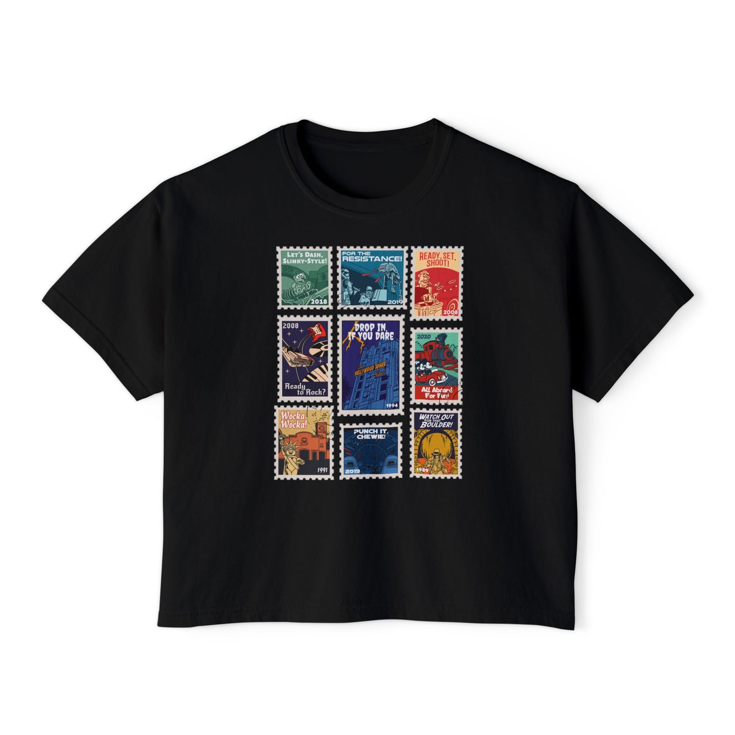 Hollywood Studios Vintage Stamps - Women's Boxy Tee