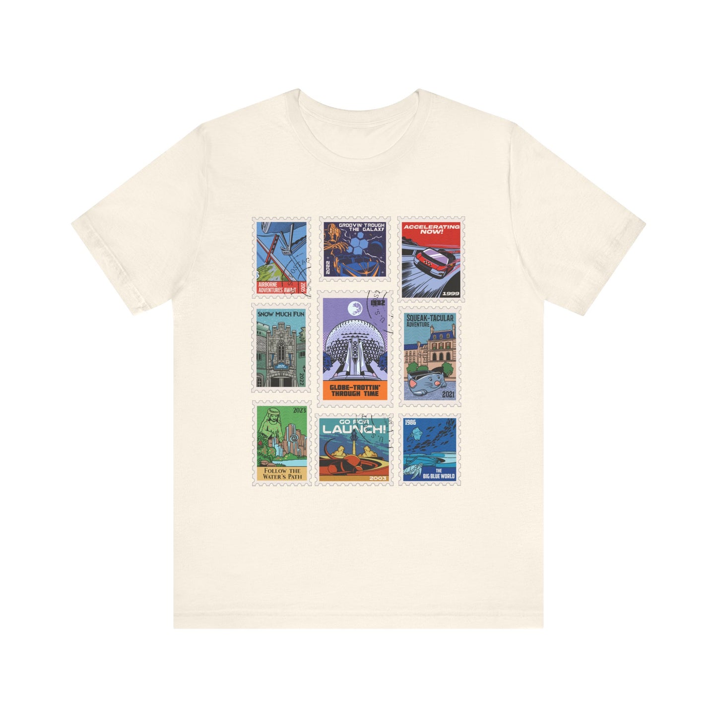 EPCOT Vintage Stamps - Adult Tee Shirt