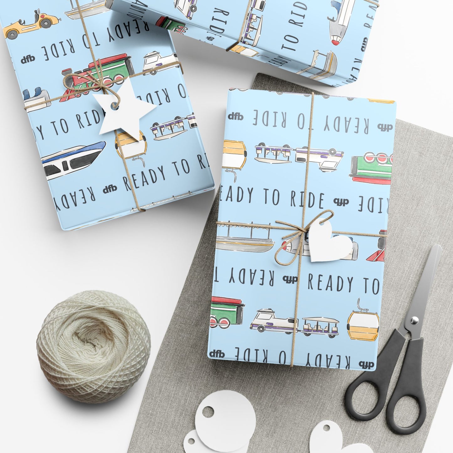 Ready to Ride, Light Blue Background - Gift Wrap Papers