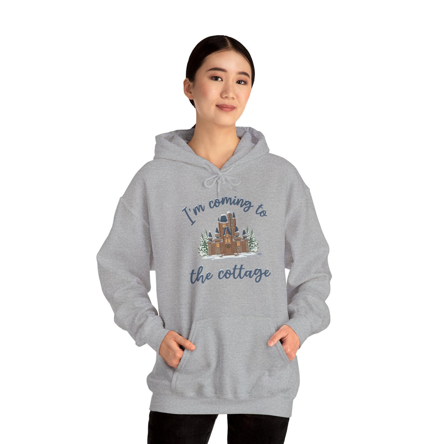 Snowy Cabin Castle, I'm Coming to the Cottage -  Adult Hoodie Sweatshirt