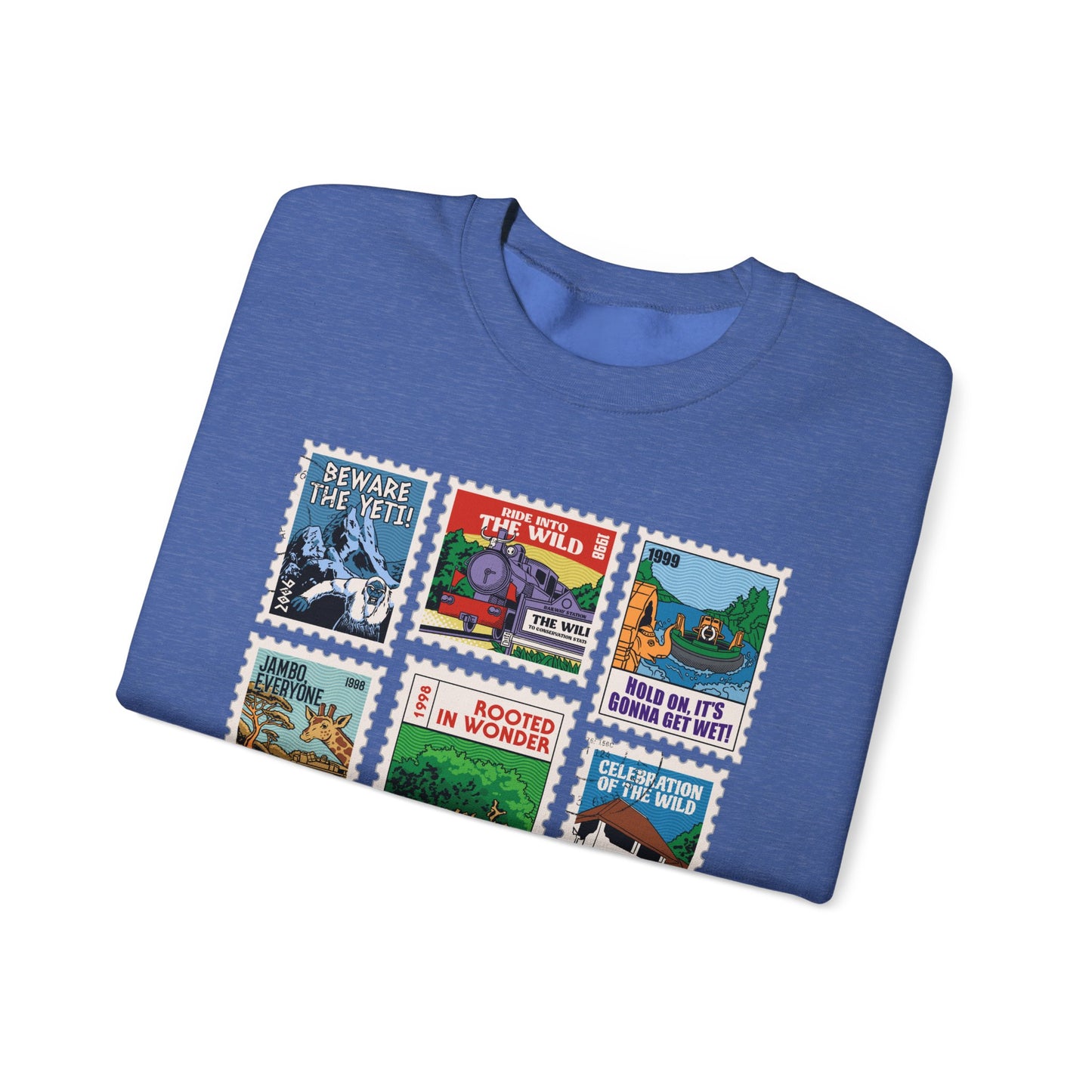 Animal Kingdom Vintage Stamps - Adult Crewneck Sweatshirt