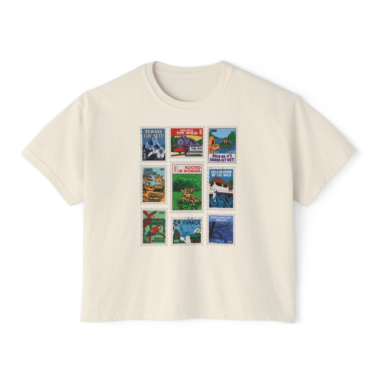 Animal Kingdom Vintage Stamps - Women's Boxy Tee